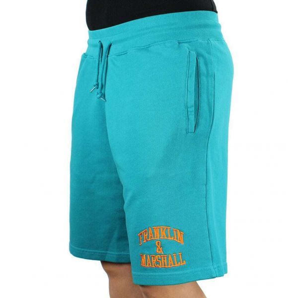 Franklin & Marshall Sweatshirt Shorts With Arch Letter Logo Embroidery - Blue/Orange