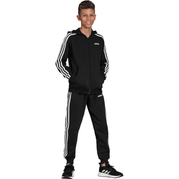 Adidas YG Essentials 3-Stripes Full Zip Hoodie - Black