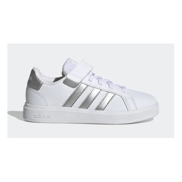 Adidas Grand Court Elastic Lace And Top Strap Shoes - White