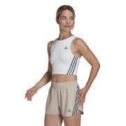 Adidas Performance Run Icons 3-Stripes Cooler Running Crop Top - White