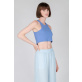 24Colours Rib Top Γυναικείο Αμάνικο Μπλουζάκι Cotton/Elastane Tight Fit - Blue