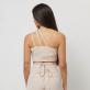 Karl Kani Small Signature Crop Laced One Shoulder Top - Light Sand