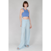 24Colours Rib Top Γυναικείο Αμάνικο Μπλουζάκι Cotton/Elastane Tight Fit - Blue