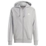 Adidas Essentials French Terry 3-Stripes Full-Zip Hoodie - Grey