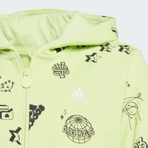 Adidas Brand Love Allover Print Full-Zip Hoodie Kids - Pulse Lime/White/Black