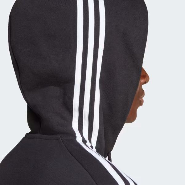 Adidas Essentials French Terry 3-Stripes Full-Zip Hoodie - Black
