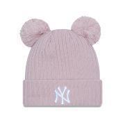 New York Yankees Double Pom Pastel Womens Bobble Knit Beanie Hat - Pink