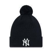 New York Yankees Metallic Pom Womens Bobble Knit Beanie Hat - Black