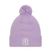 New York Yankees Metallic Pom Pastel Womens Bobble Knit Beanie Hat - Purple