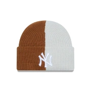 New York Yankees Two Tone Cuff Knit Beanie Hat - Beige
