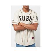 Fubu College Leather Baseball Jersey - creme black brown
