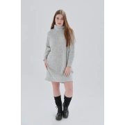 24Colours Knit Dress with Turtleneck - Grey