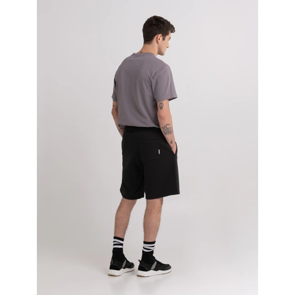 Franklin & Marshall Sweatshirt Shorts With Arch Letter Logo Embroidery- Black/White
