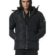 Body Action Men's Puffer Jacket With Detachable Hoodie - Black