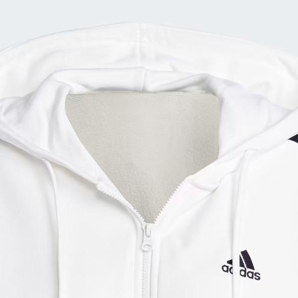 Adidas Essentials 3-Stripes French Terry Bomber Full-Zip Hoodie - White / Black