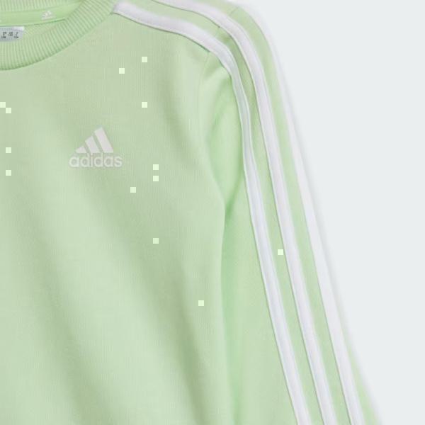 Adidas Essentials 3-Stripes Jogger Set Kids - Semi Green Spark / White