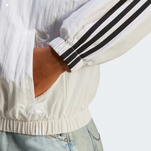 Adidas Essentials 3-Stripes Woven Windbreaker - White / Black