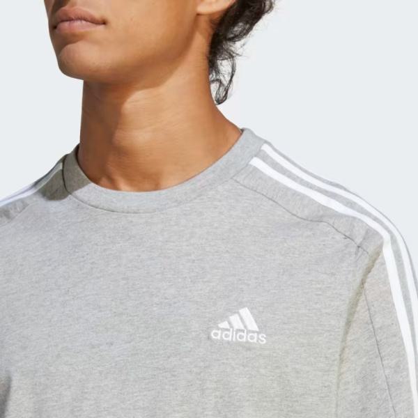 Adidas Essentials Single Jersey 3-Stripes Tee - Grey Heather