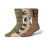 Huf Variety 3-Pack Socks Unisex Κάλτσες Cotton/Polyester One Size - Caramel/Olive/Brown