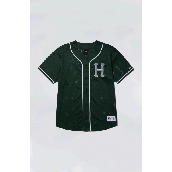 Huf Cracker Jacket Baseball Jersey Ανδρικό Κοντομάνικο Jacket Polyester Regular Fit - Pine