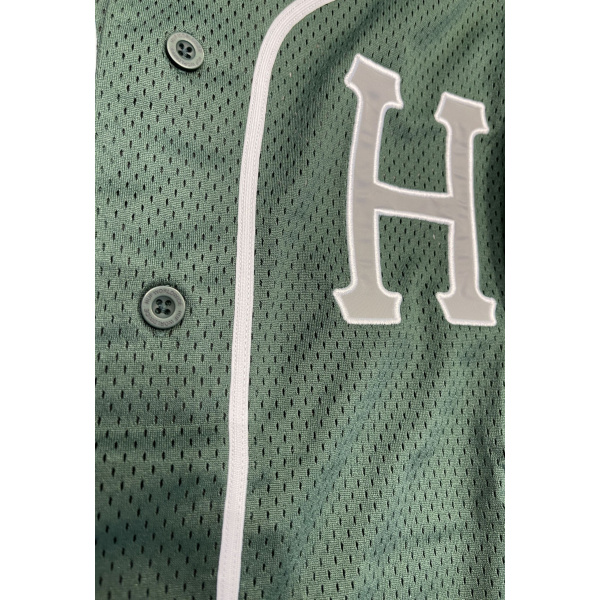Huf Cracker Jacket Baseball Jersey Ανδρικό Κοντομάνικο Jacket Polyester Regular Fit - Pine