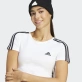 Adidas Essentials Γυναικείο Κοντομάνικο Grop Top 3-Stripes Slim Fit Cotton/Elastane - White / Black