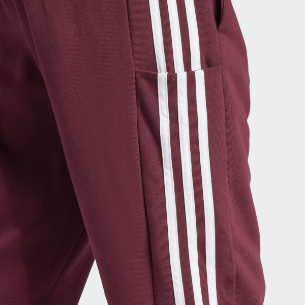 Adidas Essentials French Terry Tapered Cuff 3-Stripes Pants Ανδρικό Παντελόνι Φόρμας Cotton Tapered Fit - Red