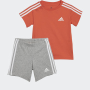 Adidas Essentials I 3-Stripes Sport Set Βρεφικό Σετ Cotton Regular Fit - Bright Red/White