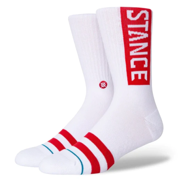 Stance OG Crew Socks Ανδρικές Κάλτσες Cotton/Polyester/Elastane/Nylon - White/Red