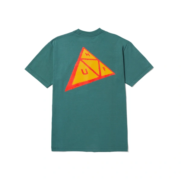 Huf Skewed Triple Triangle T-Shirt Ανδρική Κοντομάνικη Μπλούζα Cotton Regular Fit - Sage