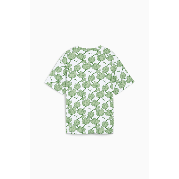 Puma Ess+ Blossom Γυναικεία Κοντομάνικη Μπλούζα Cotton Loose Fit - Archive Green