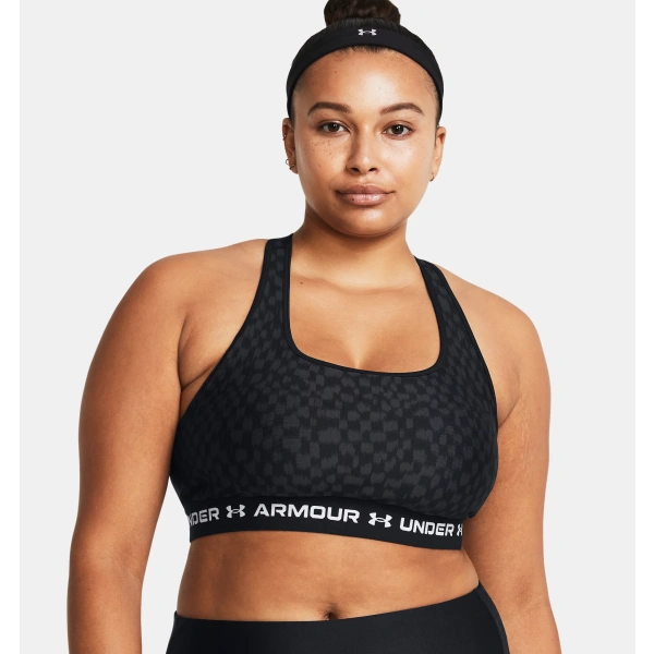 Under Armour Armour® Mid Crossback Printed Sports Γυναικείο Μπουστάκι Polyester Ultra-tight - Black/Anthracite