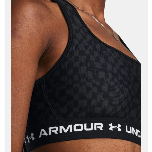 Under Armour Armour® Mid Crossback Printed Sports Γυναικείο Μπουστάκι Polyester Ultra-tight - Black/Anthracite