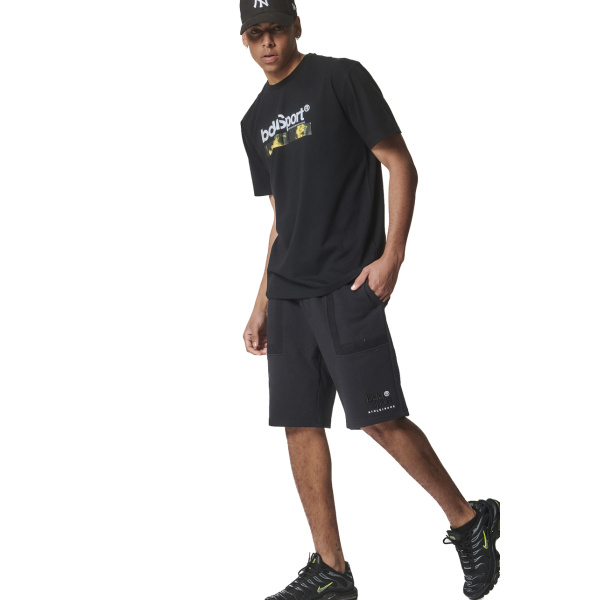 Body Action Men's Athletic Shorts W/Embroidery Ανδρική Βερμούδα Cotton/Polyester Standard Fit - Black