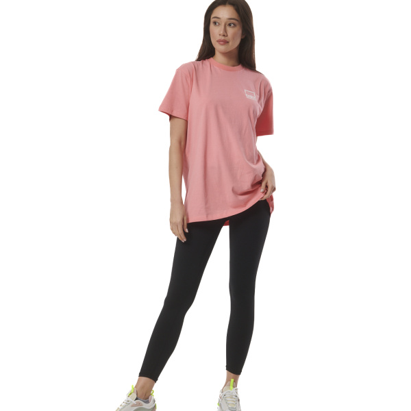 Body Action Women's Oversized Tee W/Print T-Shirt Γυναικεία Κοντομάνικη Μπλούζα Cotton Oversized Fit - Coral Pink