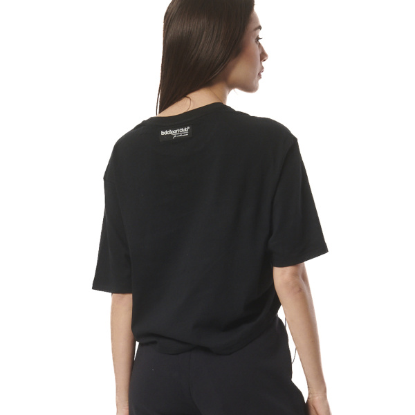 Body Action Women's Drawcords Loose Tee Γυναικεία Κοντομάνικη Μπλούζα Cotton Loose Fit - Black