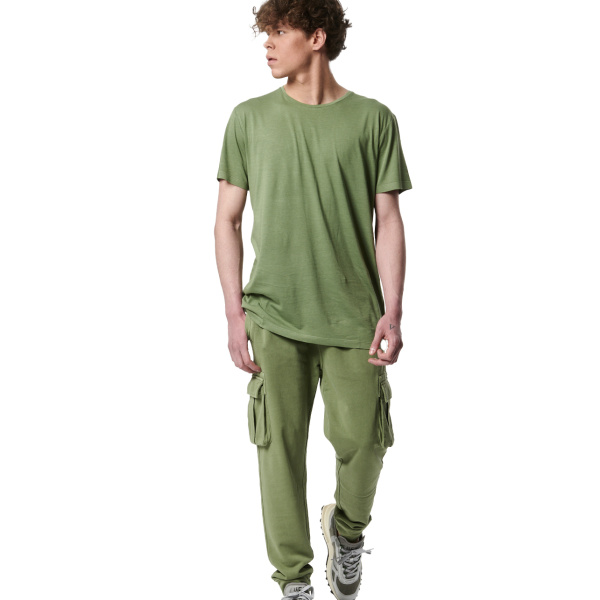 Body Action Men's Natural Dye Short Sleeve T-Shirt Ανδρική Κοντομάνικη Μπλούζα Cotton/Modal Regular Fit - Hedge Green
