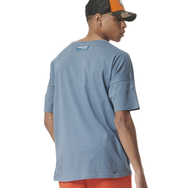 Body Action Gender Neutral Oversized T-Shirt Unisex Κοντομάνικη Μπλούζα Cotton Oversized Fit - Blue Mirage