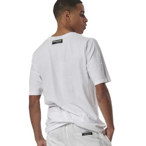 Body Action Gender Neutral Oversized T-Shirt Unisex Κοντομάνικη Μπλούζα Cotton Oversized Fit - White