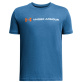 Under Armour Boys' Logo Wordmark Short Sleeve Παιδική Κοντομάνικη Μπλούζα Cotton/Polyester Loose Fit - Blue