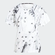 Adidas Run It BL Tee Γυναικεία Κοντομάνικη Μπλούζα Rec Polyester Regular Fit - White