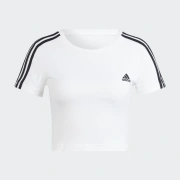 Adidas Women's 3-Stripes Baby Tee Γυναικεία Κοντομάνικη Μπλούζα Cotton/Elastane Tight Fit - White