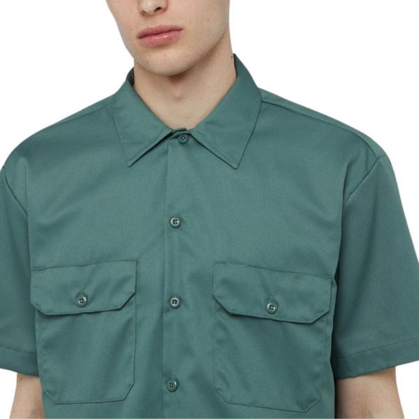 Dickies SS Work Shirt Forest Ανδρική Κοντομάνικη Μπλούζα Polyester/Cotton Regular Fit - Forest