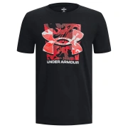 Under Armour Boys' Box Logo Camo Short Sleeve Παιδική Κοντομάνικη Μπλούζα Cotton/Polyester Loose Fit - Black/White/Red