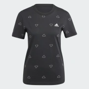 Adidas Essentials Monogram Slim Graphic Tee Γυναικεία Κοντομάνικη Μπλούζα Cotton Tight Fit - Black